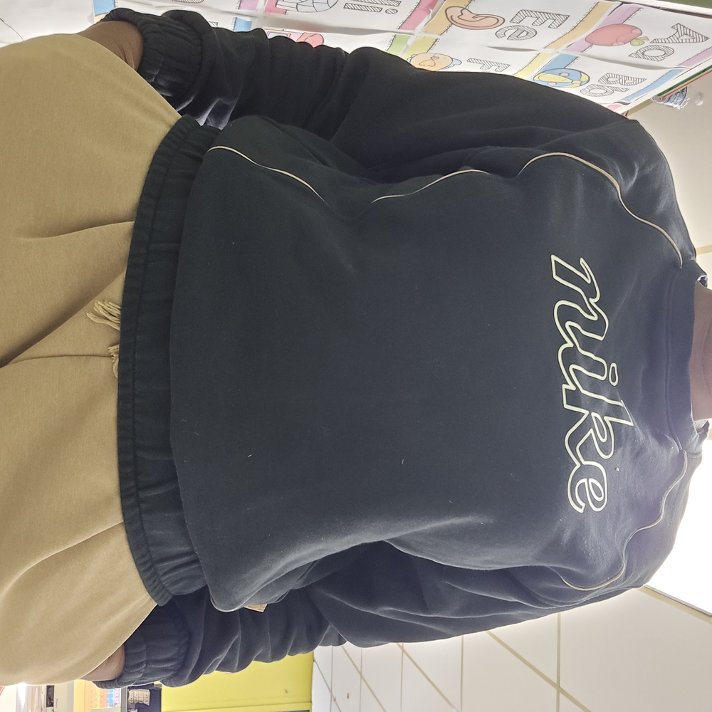 Nike Black Sweatshirt and Tan Pants Set